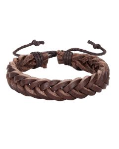 Gevlochten leren armband LGT Jewels Heren Bruin