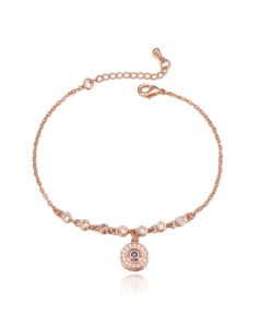 Goudkleurige Armband Verstelbaar met Bedel en Zirkonia Steentjes
