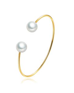 Goudkleurige Dames Armband Bangle met Imitatie Parel