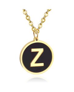 Goudkleurige Dames Schakelketting met Zwarte Kettinghanger Letter Z