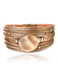 Goudkleurige multilayer dames armband met kralen