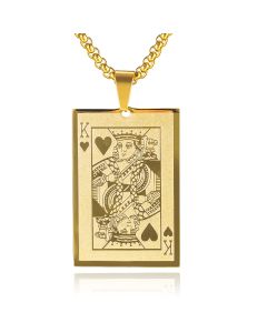 Goudkleurige Venetiaanse Heren Schakelketting met Kaart Hanger