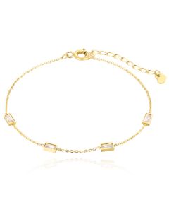 Goudkleurige Verstelbare Schakelarmband met Hartje en Steentjes