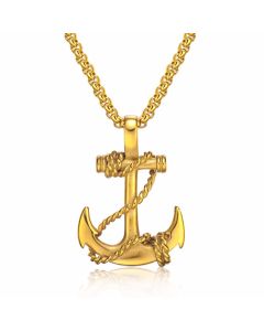 Goudkleurige anker kettinghanger van Mendes Jewelry