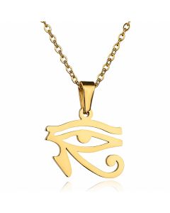 Goudkleurige dames ketting Edelstaal Verguld Oog van Horus