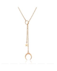 Goudkleurige dames ketting Maan Ster