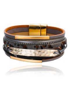 Grijze dames armband dierenprint multilayer Bohemian stijl