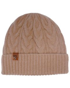 Grofgebreide Wollen Dames Muts in Camel - Stone Valley