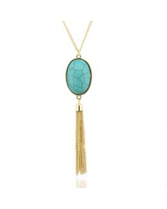 Halsketting Ovale Natuursteen - Turquoise