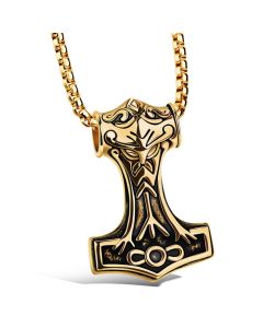 Heren ketting Viking Hammer Of thor kettinghanger Goudkleurig