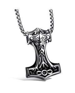Heren ketting Viking Hammer Of thor kettinghanger Zilverkleurig