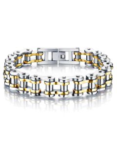Heren armband Edelstaal Biker Chain Zilverkleurig Goudkleurig