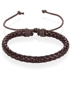 Heren Armband Gevlochten Leer Bruin Verstelbaar