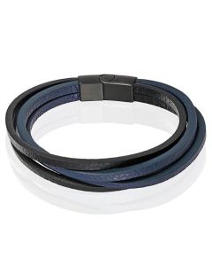 Heren armband Leer Multi Mendes Edelstaal Zwart Blauw