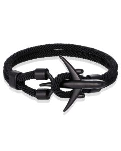Heren Armband Paracord Vliegtuig Anker Zwart