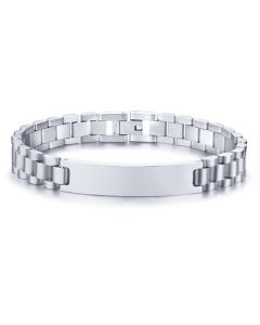 Heren armband Tom Jaxon Edelstaal Graveerplaat Zilverkleurig - 21cm