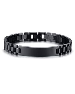 Heren armband Tom Jaxon Edelstaal Graveerplaat Zwart - 21cm
