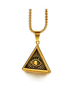 Mendes heren ketting Edelstaal Egyptisch Alziend Oog Goudkleurig