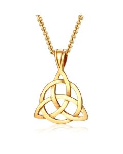 Heren ketting Mendes Edelstaal Triquetra Knoop Goudkleurig