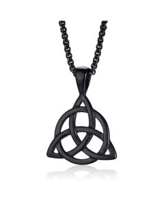 Heren ketting Mendes Edelstaal Triquetra Knoop Zwart
