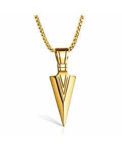 Heren ketting met hanger Edelstaal Viking Arrow Goudkleurig