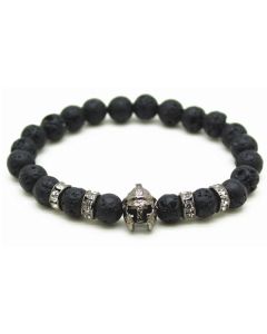 Kralen armband heren Lavasteen Spartan Helmet Grey