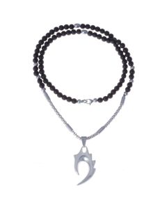 Heren kralen ketting Agaat Edelstaal Tribal