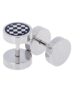 Heren oorbellen Fake Ear Plug Chess