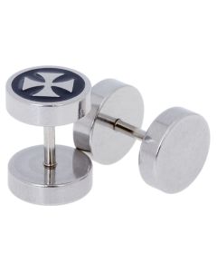 Heren oorbellen Fake Ear Plug Cross