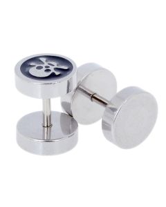 Heren oorbellen Fake Ear Plug Pirate Skull