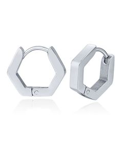 Heren Oorbellen LGT JWLS - Hexagon Zilver