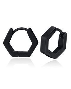 Heren Oorbellen LGT JWLS - Hexagon Zwart