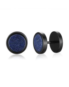 Heren oorbellen Zwart Mendes Edelstaal Gravel Blauw