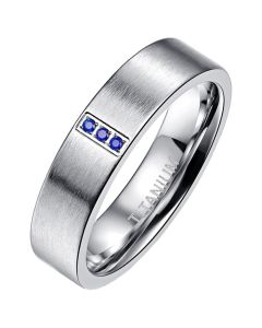 Heren ring Titanium Brushed Chrystal 6mm