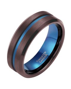 Heren ring Wolfraam Bruin Blauw 8mm-17mm