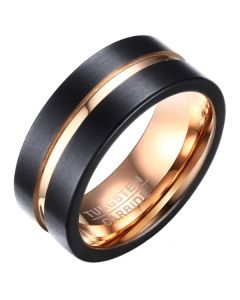 Heren ring Wolfraam Verguld Rosegoud 8mm