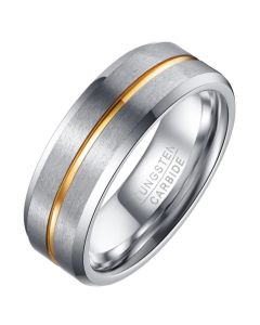 Heren ring Wolfraam Zilver Goud 8mm