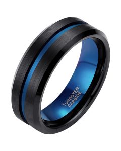Heren ring Wolfraam Zwart Blauw 8mm