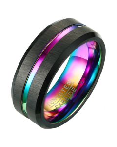 Heren ring Wolfraam Zwart Multi 8mm