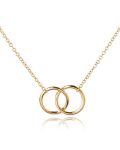 Hippe dames ketting Dubbele Cirkel Goudkleurig 45cm