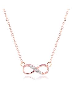 Hippe dames ketting Infinity Zircon Rosegoudkleurig