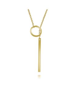 Hippe Staaf ketting Edelstaal Bar T met Cirkel Goudkleurig