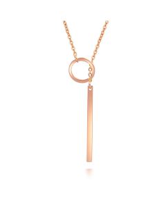 Hippe Staaf ketting Edelstaal Bar T met Cirkel Rose