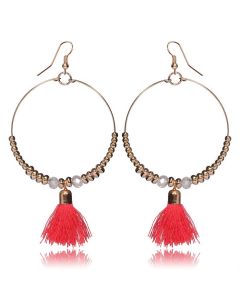 Hoop oorbellen Brinco Kwast Goud Pink