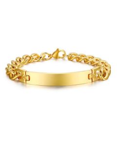ID Armband Heren Mendes Edelstaal Graveerplaat Goudkleurig - 21cm