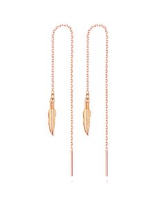Ketting Oorhangers Dames met Blad rose kleurig van Edelstaal