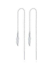 Ketting Oorhangers Dames met Blad Zilverkleurig van Edelstaal