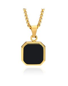 Ketting met Hanger - 15mm vierkant Goud en Agaat