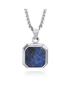 Ketting met Hanger - 15mm vierkant met Lapis Lazuli