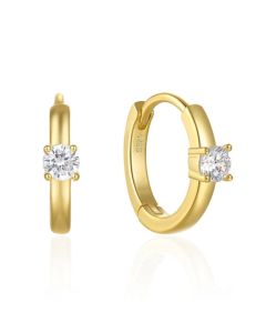 Klassieke Elenza Gouden Oorbellen met Solitaire Zirkonia – Tijdloze Dames Sieraden